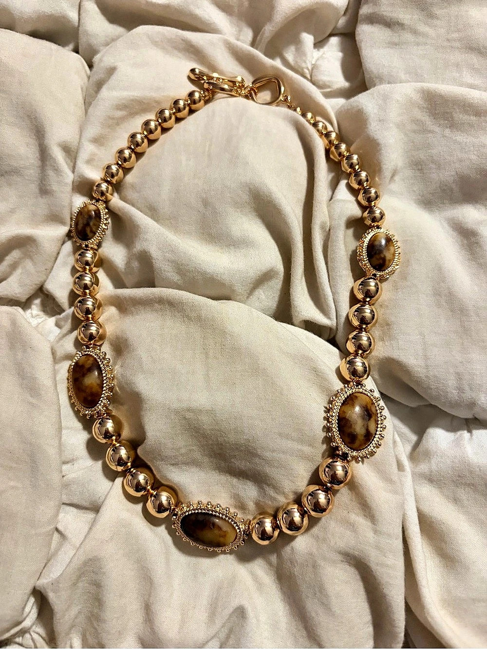 Gold & Brown Statement Necklace Like New